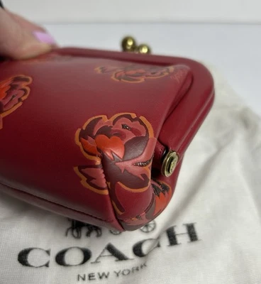 COACH 1941 Floral Red Apple Kisslock Pouch coin purse Wallet Glitter - Image 1 of 4