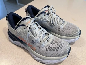 HOKA ONE ONE Women's "Bondi 7" Grey/Navy Running Shoes SIze 9 - Picture 1 of 5