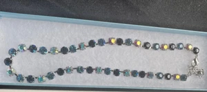 TOUCHSTONE CRYSTAL BY SWAROVSKI Dark Blue Glitz Necklace - Picture 1 of 1