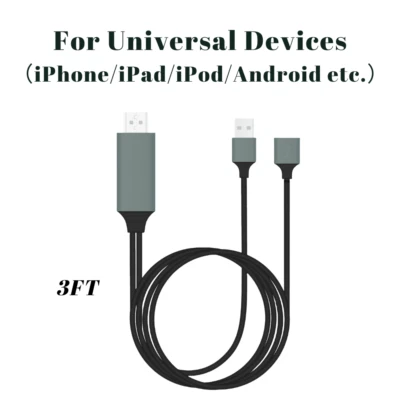 适用于苹果 iPhone iPod Android 1080P HDMI 镜像电缆 手机转高清电视适配器 — 第 1/4 张图片