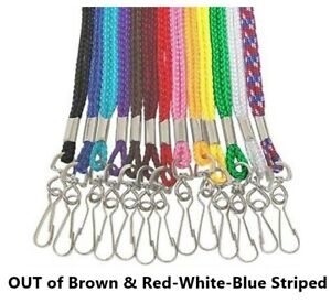 LOT 3 NECK Lanyards Straps with Hook for ID/Keys ~ Braided Nylon ~ Pick COLORS!