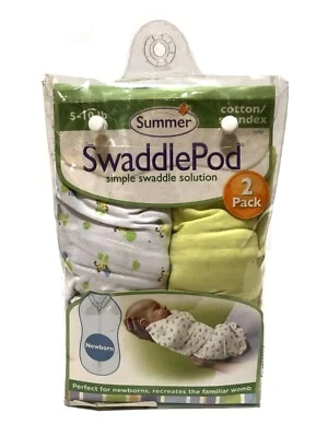 NUEVO SwaddlePod de Verano Infantil Bebé 2-PK, Diseño de Oruga Verde Sólido y Hambrienta Foto 1 de 2