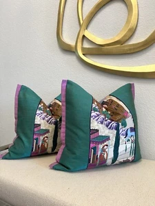 LEYLA ~ Ceylan Colorway by Manuel Canovas Chinoiserie Toile Pillow Cushion - Picture 1 of 7