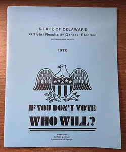 1970 State of Delaware Official Results of General Election ~ History, Statistic - Picture 1 of 6
