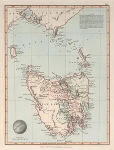 Van Diemens Land 1845 Vintage Map A2 High Quality Art Print - Bild 1 von 1
