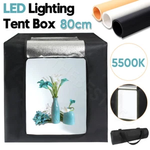 80CM LED Light Tent Cube Portable Photography Studio Lighting Room Kit Soft Box - Picture 1 of 12