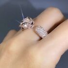 2 Ct Round Lab Created Diamond 14K Rose Gold Plated Leopard Head Engagement Ring