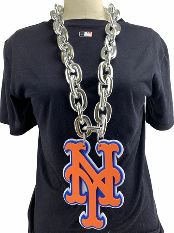 New MLB New York Mets SILVER Fan Chain Big Necklace Foam Cover