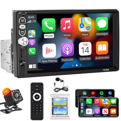 7" Single 1Din Touch Screen Car Stereo Radio For Apple/Android CarPlay Bluetooth - Image 1 of 4