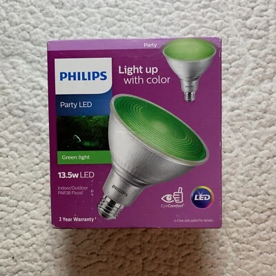 Philips Party LED Green Light Up Indoor Outdoor PAR38 Flood 13.5W E26 Standard - Image 1 of 4