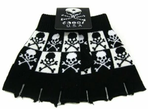 Unisex Men Woman Winter Warm Finger-less Gloves Half Finger Knit Mittens Skull - Picture 1 of 3