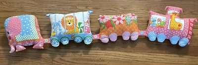 Pillow Circus Train Handmade Stuffed Cloth Room Decor 4 Section Elephant Lion - Изображение 1 из 4