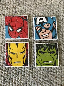 NEW Marvel Comics Superheroes Spiderman Hulk Iron Man Captain America Coasters - Picture 1 of 7