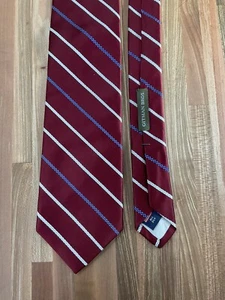 Gitman Bros Tie Stripped Blue And White Maroon USA 100% Silk Necktie America - Picture 1 of 5