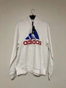 Adidas Herren Hoodie Sweatshirt weiß blau zweifarbig SMU Abzeichen des Sports L Neu - Bild 1 von 3