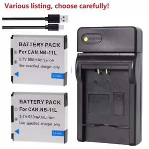 NB-11L Battery or Charger for PowerShot A2300 A2400 A3400 A4000 IS A4000 A4050 - Picture 1 of 49