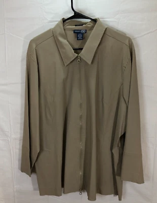 Jaqueta Venezia Jeans Bege Elástico Manga Longa Plus Zíper Completo 22 24 Hong Kong - Imagem 1 de 4