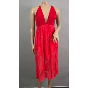 NBD Revolve Dress Women S Red Falling In Love Lace Midi Open Back Party Cocktail - Picture 1 of 13