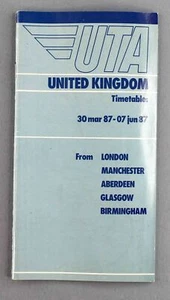 UTA AIRLINE TIMETABLE WINTER 1985/86 UK ISSUE DOUGLAS DC-10 & B747-300 SEAT MAPS - Picture 1 of 4