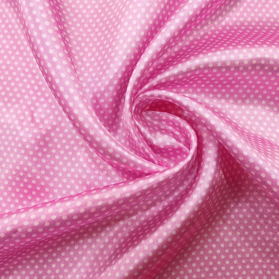 Satén sedoso 58" ancho por yardas suave Charmeuse tela satinada pequeños lunares Foto 1 de 4