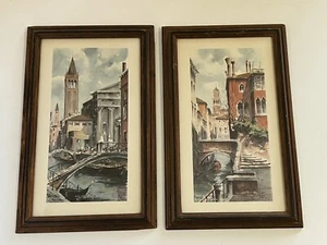 Litho Pair Arthur A Kaplan Co San Barnaba and Ponte San Cristoforo Venice Italy - Picture 1 of 13