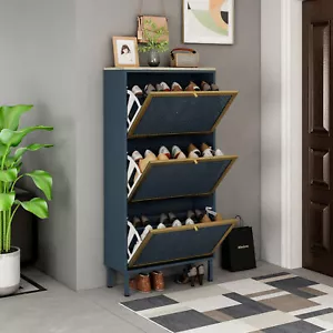 Shoe Cabinet Modern Shoe Rack w/3 Flip Drawers Shoe Storage Organizer - Picture 1 of 16