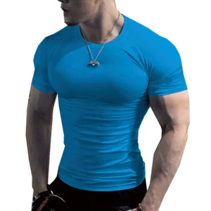Camiseta deportiva de compresión transpirable de manga corta para gimnasio para hombre  - Imagen 1 de 21
