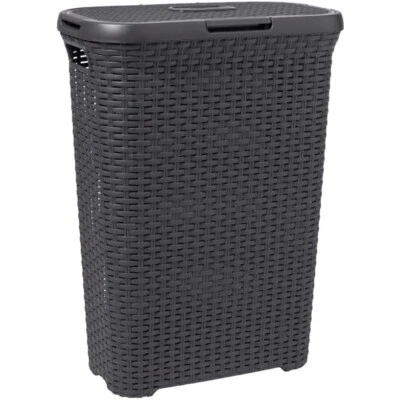 Wäschekorb Curver Rattan Wäschebox Wäschekörbe Wäschesammler 40L Dunkel Grau - Bild 1 von 4