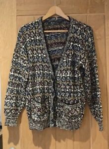 Sparkle and Fade Black Cotton Tweed Fairisle Cardigan (Size M)