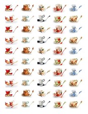 50 Rectangular Stickers/Seals Teacups Buy 3 get 1 free (tc1)