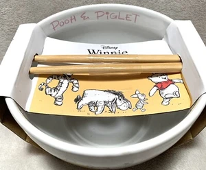 NEW Disney Winnie the Pooh & Piglet Cherry Blossoms White Ceramic Noodle Bowl - Picture 1 of 8