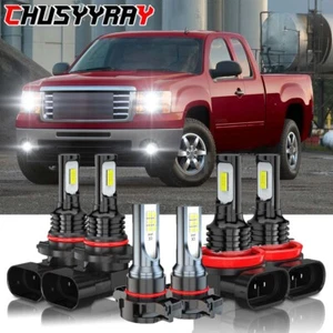 6x 6000K Front Light + Fog Light Bulbs Combo For 2007-2013 GMC Sierra 1500 - Picture 1 of 12