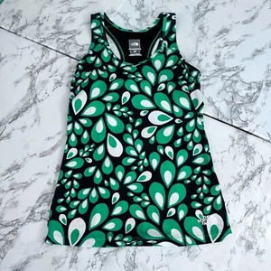 The North Face Tank Top Racerback Shelf Bra Abstract Floral Green Black Small - Picture 1 of 12