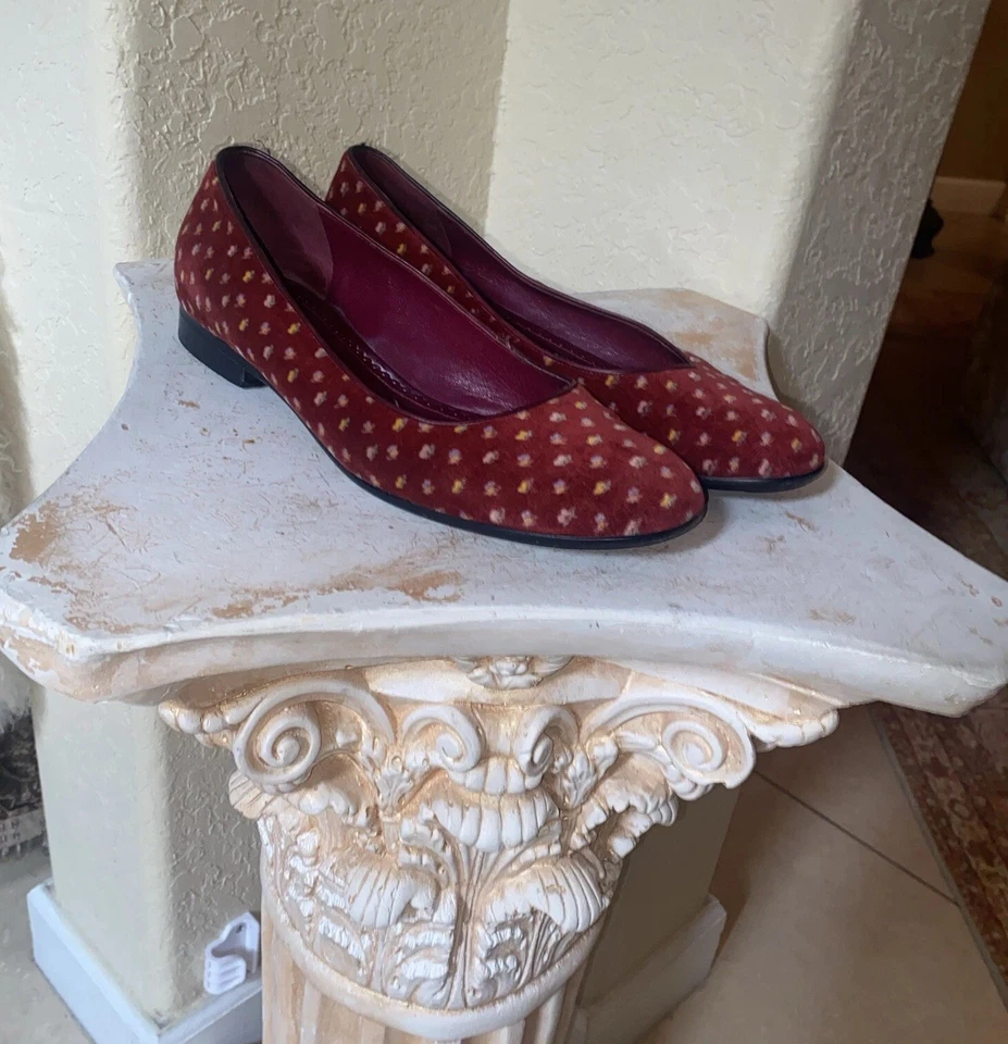 Marc Jacobs Borgoña Preppy Terciopelo Floral Ballet Pisos Mujer 8.5M Italia Foto 1 de 4