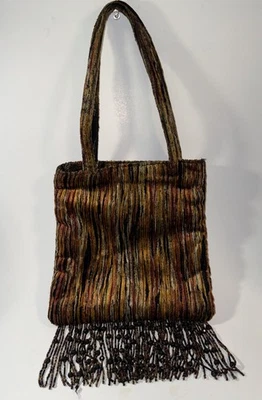 Bolso de hombro Saks Fifth Avenue con cuentas a rayas brazo cartera con flecos con cuentas Foto 1 de 4