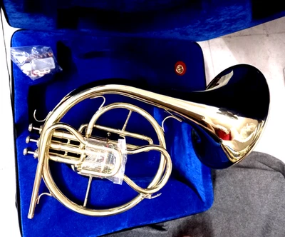 FRENCH HORN IN BB PITCH GOLDEN POLISH + EXTRA SLIDE ( F PITCH )+ CASE +FREE SHIP - image 1 of 4