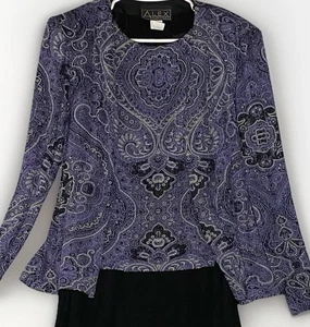 Alex Evenings Floral Sparkle Dress 2 Piece Purple Gown Sz 10 Mother Of The Bride - Picture 1 of 16