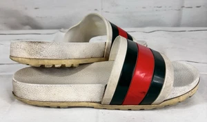 Sandalias informales de diseñador GUCCI Web blancas con logotipo de goma para hombre talla 11M EE. UU./44EU - Imagen 1 de 6