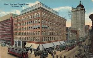 PITTSBURGH PA CORNER LIBERTY AND FEDERAL STREETCARS AUTOS 1916 POSTCARD 081525 U - Picture 1 of 2