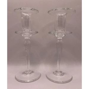 Rare Vintage Handblown -Signed Union Street Candlestick Holders Set of 2 - Picture 1 of 8