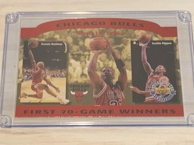 Chicago Bulls First 70-Game Winners 1996 Jordan Pippen Rodman Upper Deck Jumbo 2 - Image 1 of 3