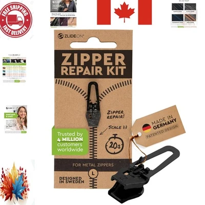 Instant Black Zipper Pull Replacement Slider - Normal Size L for Metal Zippers - Image 1 of 4