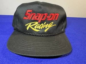 Vintage 90s Snap-On Racing Black Red Yellow Baseball Cap Rope Snapback VG Condtn - Picture 1 of 14