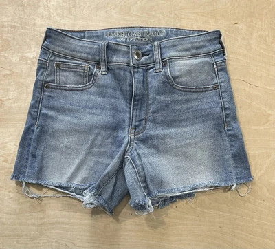 American Eagle Shorts Womens Size 2 Blue Denim Cut-Offs  Denim Raw Hem - Image 1 of 4
