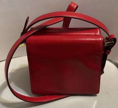 JIL SANDER Rojo Brillante Brillo Cuero Pre Tootie Bandolera Cartera Bolso de Mano ¡RAF! Foto 1 de 4