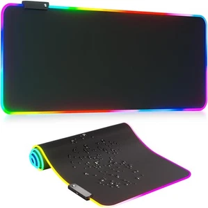 Tappetino per mouse RGB Tappetino per mouse a led, pad grande, led e grande tappetino nero - Foto 1 di 6
