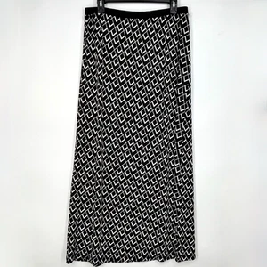 White House Black Market Womens Medium Maxi Skirt Black White Geometric Knit - Picture 1 of 6