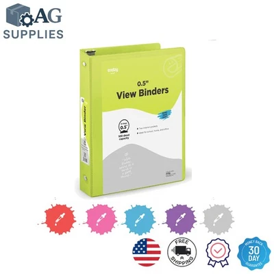 Elegante carpeta de 3 anillas de 0,5 pulgadas verde vista transparente con 2 bolsillos para escuela/oficina Foto 1 de 4