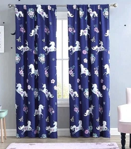 Cortinas Unicornio 2 Paneles Superiores Aubrie 40" X 84" 100% Poliéster Nuevo - Imagen 1 de 4