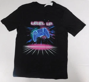 Boys Medium 8 Black Tshirt Gaming Level Up Video Game T Shirt - Picture 1 of 3